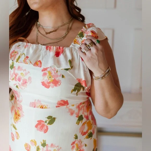 Worn Once - Sugarlips Curve Magdalena Midi Dress in Pink & W… - Picture 5 of 16